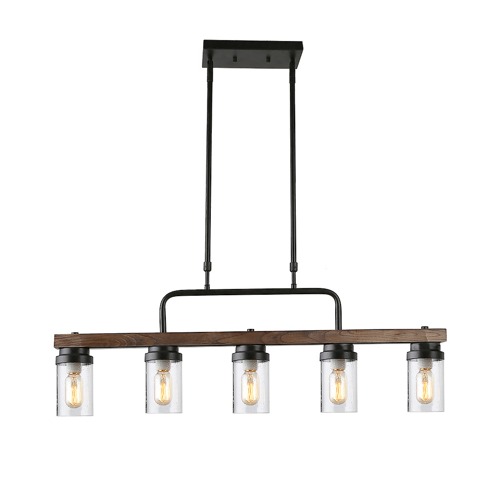 Anmytek Kitchen Island Pendant Lighting with Bubble Glass Shade Industrial Rustic Chandelier Retro Ceiling Light Fixture 5-Lights (C0039)