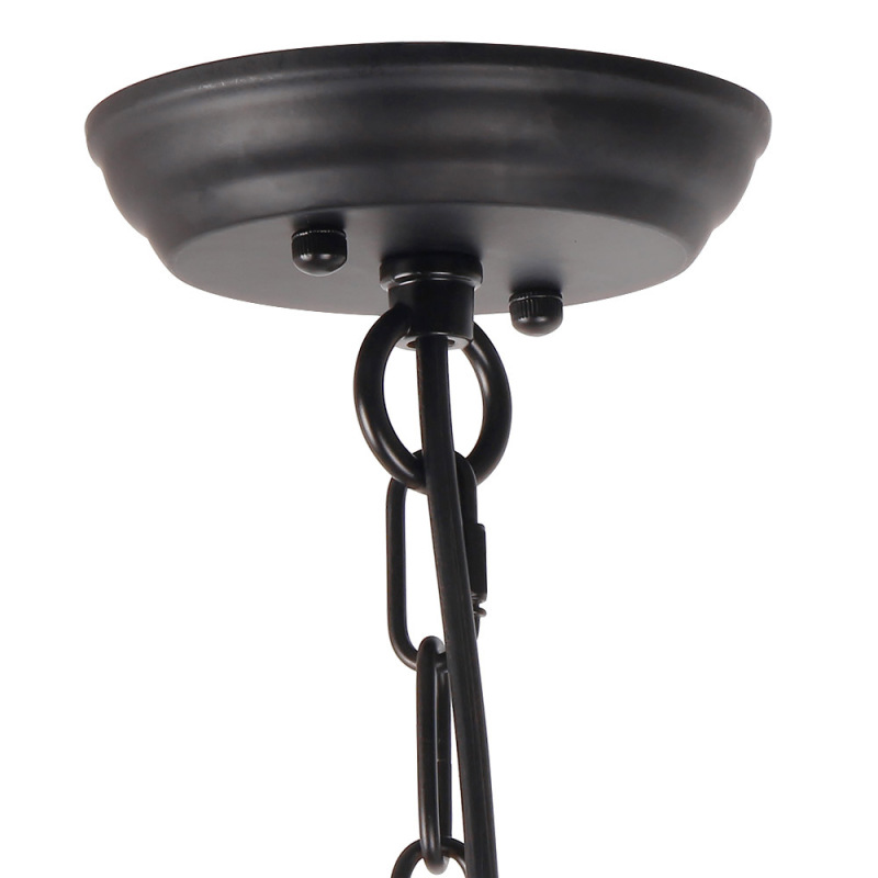 Anmytek C0014 Metal and Circular Wood Chandelier Pendant Five Lights Oil Black Finishing Retro Vintage Industrial Rustic Ceiling Lamp Light