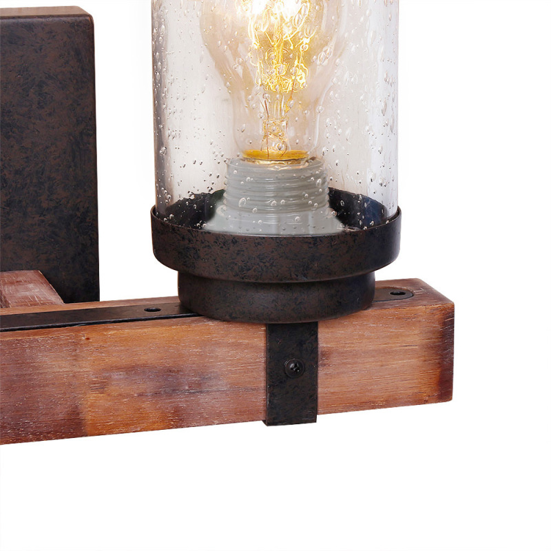 Anmytek Wall Lamp Wooden Wall Light Wall Sconce Fixture with Bubble Glass Shade (Three Lights)-W0020