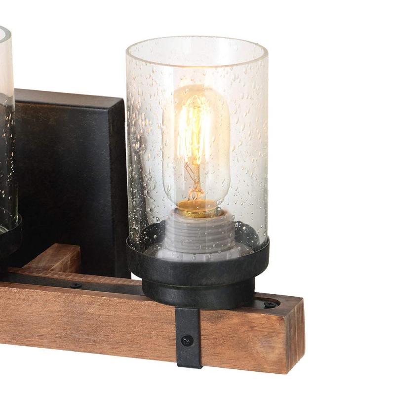 Anmytek Metal Wall Sconce Lighting with Bubble Glass Shade Oil Black Finished Vintage Industrial Wall Lamp Rustic Wall Sconces