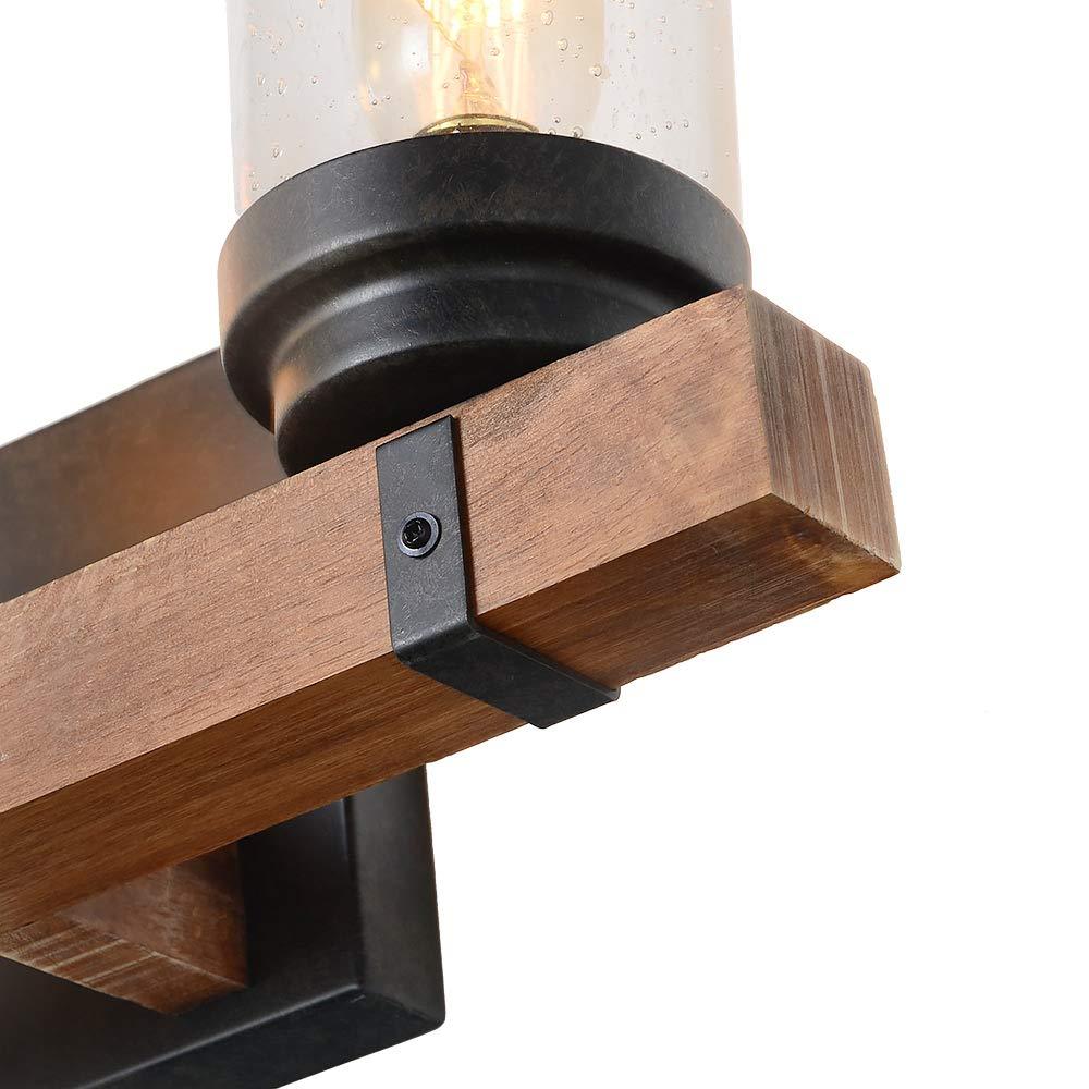 Anmytek Metal Wall Sconce Lighting with Bubble Glass Shade Oil Black Finished Vintage Industrial Wall Lamp Rustic Wall Sconces