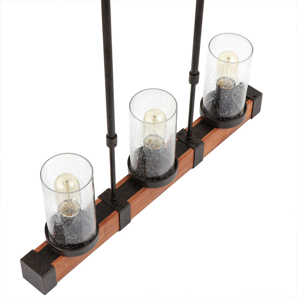 Anmytek C0001 Metal Wood Chandelier Pendant Retro Rustic Loft Antique Lamp Edison Vintage Pipe Sconce Decorative Fixtures and Ceiling Luminaire