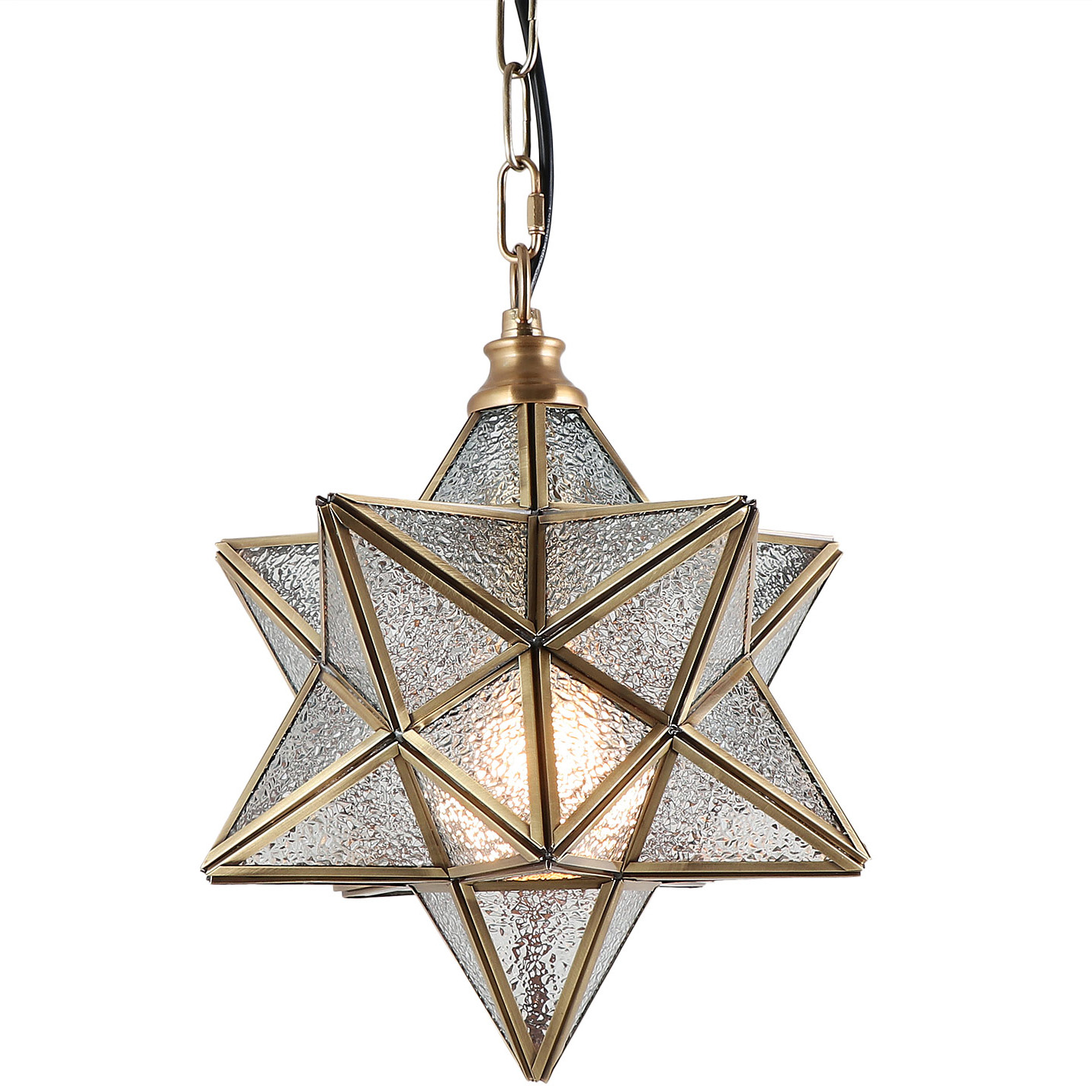 12" Moravian Star Kitchen Island Pendant Light with Glass Cover, Modern ...