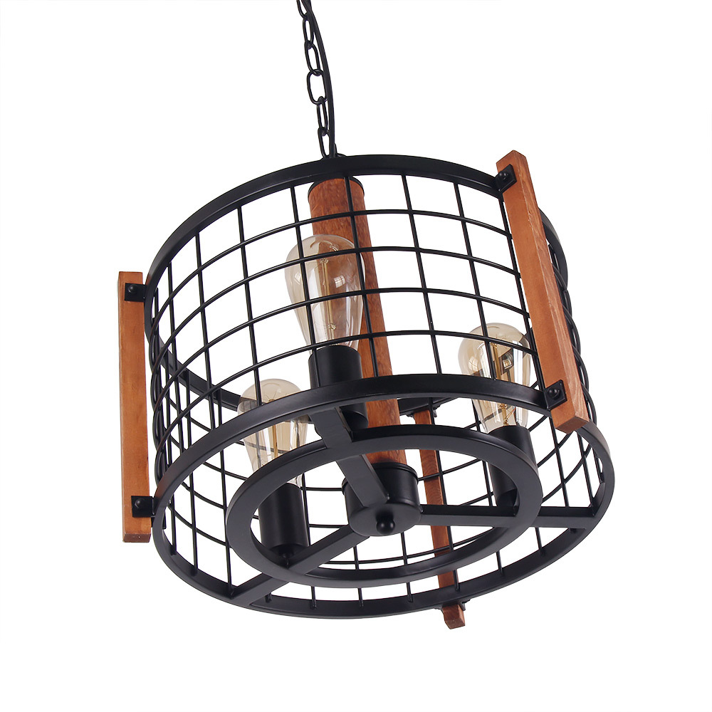 Adjustable Industrial Drum Chandelier Antique Farmhouse Ceiling Lighting Fixture 3 Lights(C0040)