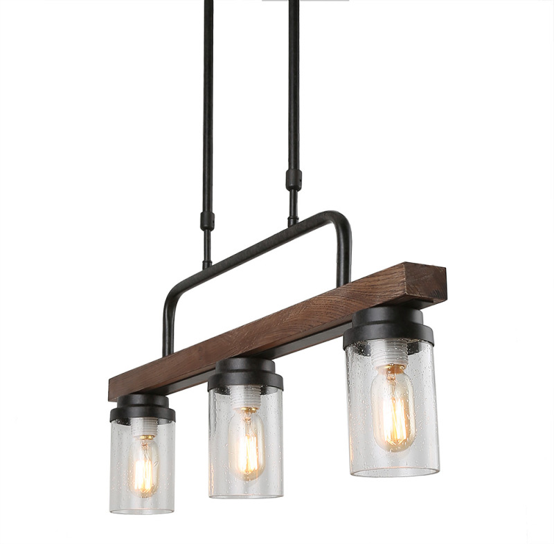 Kitchen Island Pendant Lighting with Bubble Glass Shade Industrial Rustic Chandelier Retro Ceiling Ligh Fixture 3-Lights (C0038)