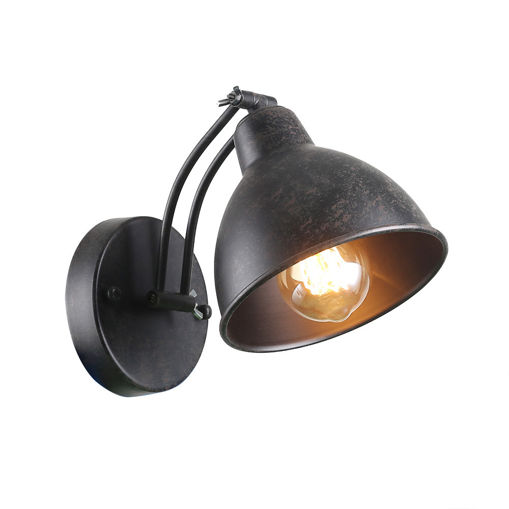 djustable Swing Wall Lamp Arm Metal Wall Light Sconce with Metal Shade Antique Black Finished Bedroom Reading Light 1-Light (W0041)
