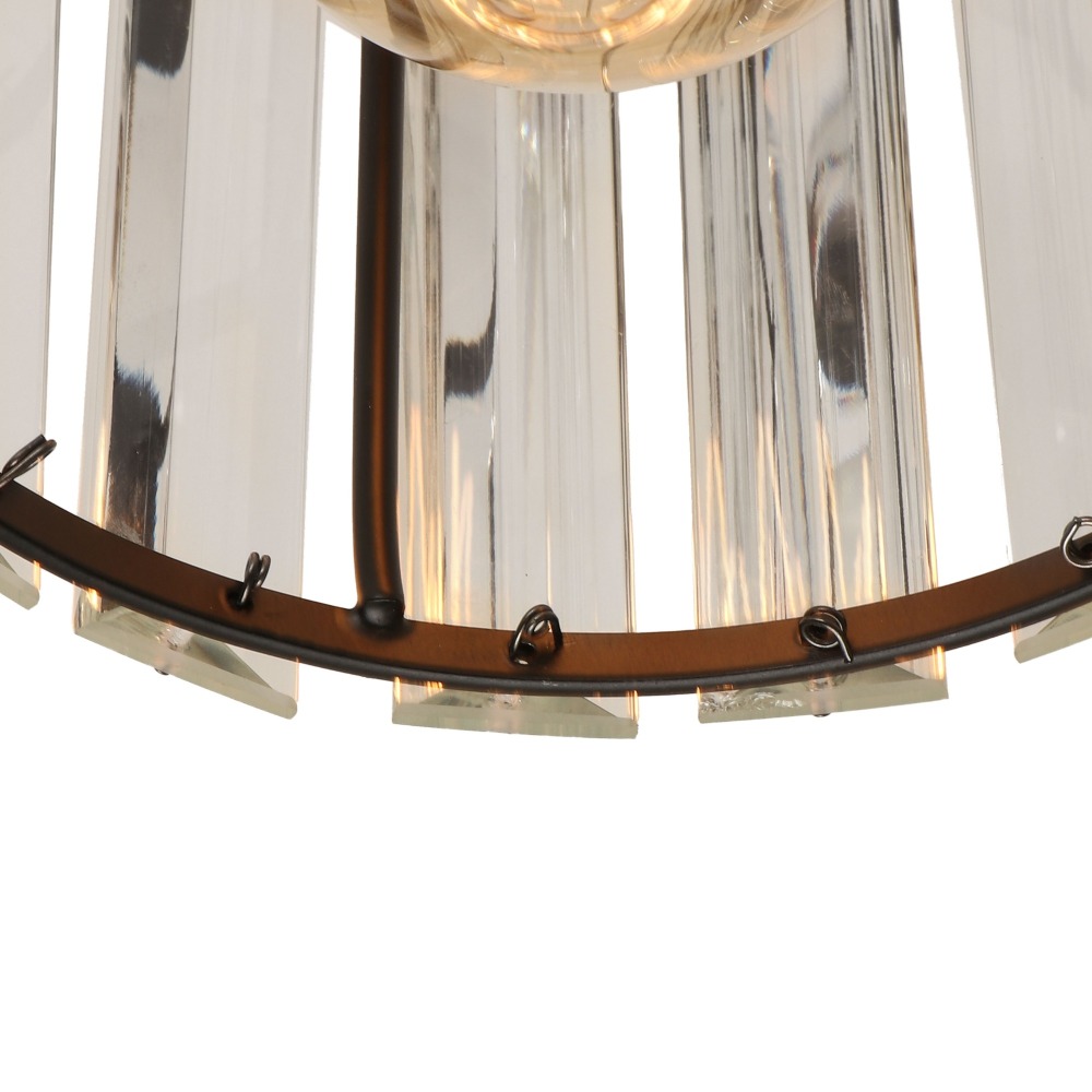 Mini Crystal Flush Mount Light Fixture, 1-Light Modern Industrial with Matte Black Finish for Entryway Kitchen Living Room P0064