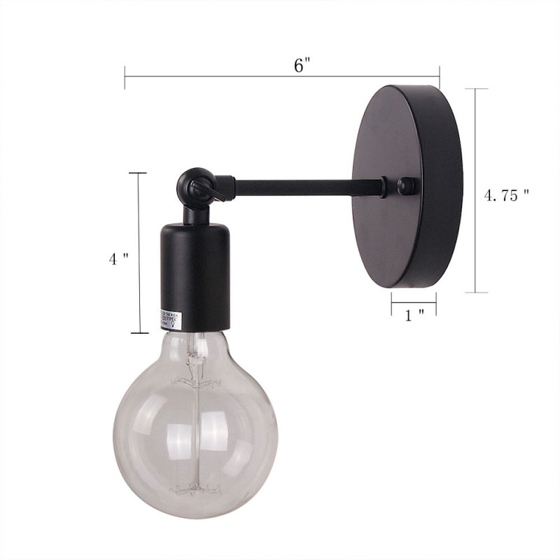 Mini Wall Light Fixture Industrial Retro Loft Antique Wall Lamp Edison Vintage Pipe Wall Sconce(Bulbs not Included)-W0005