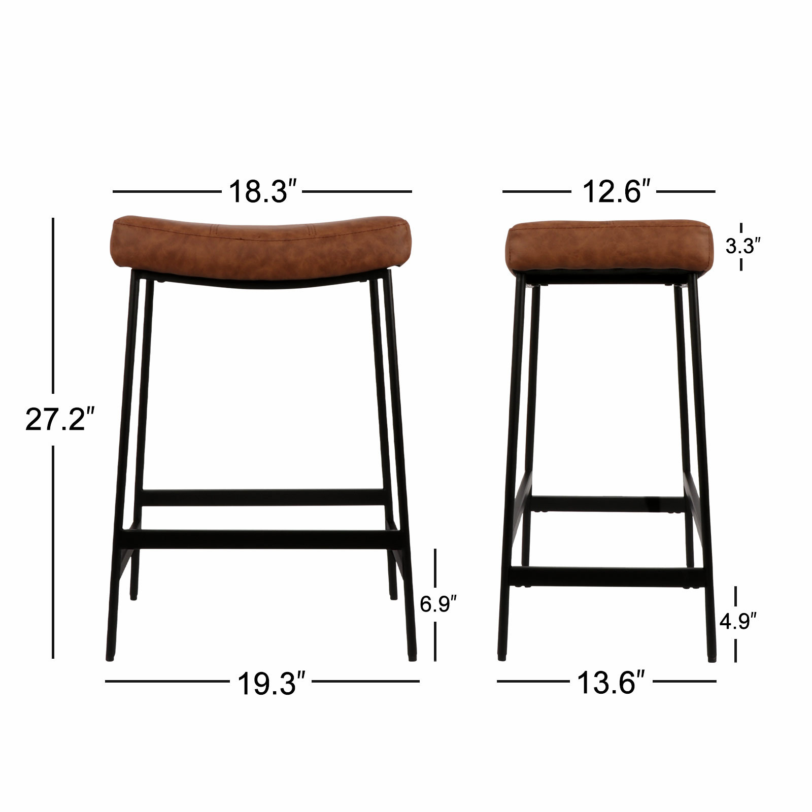 Anmytek 27" Backless Barstools Set of 2 Upholstered Saddle Seat