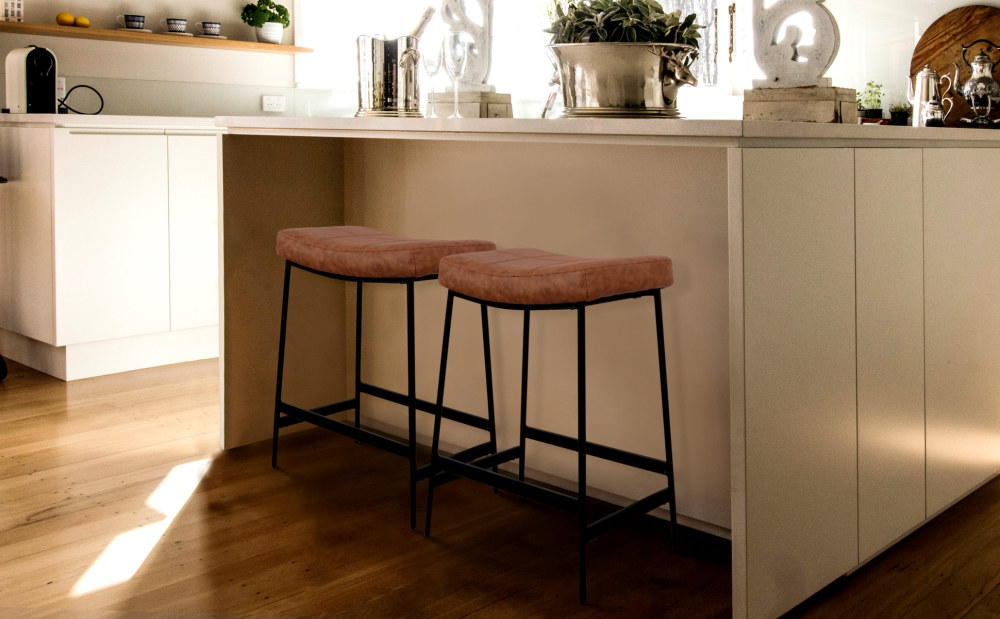 Anmytek 27" Backless Barstools Set of 2 Upholstered Saddle Seat