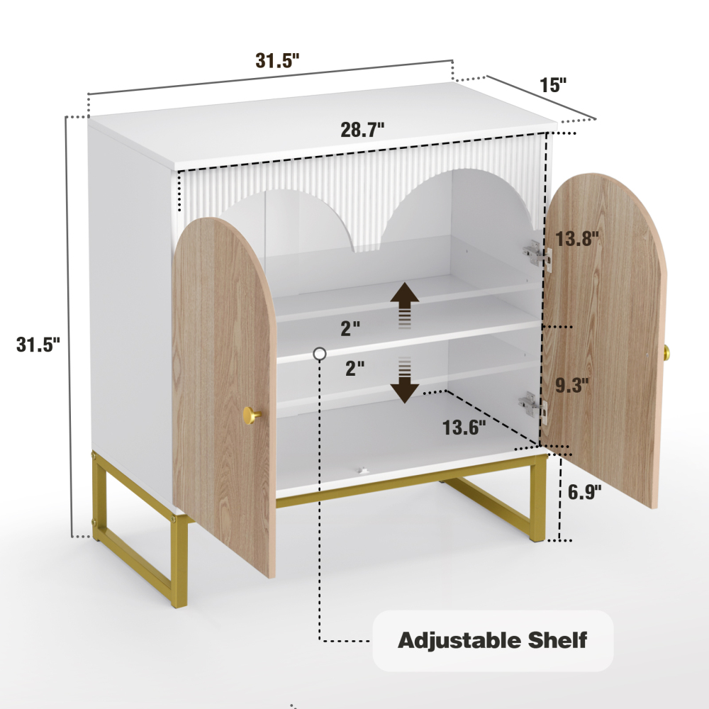 Anmytek Accent Cabinet, Sideboard Buffet Cabinet with Adjustable Shelf  Semi-Arch Door Design, Storage Cabinet for Living Room Dining Room H0071