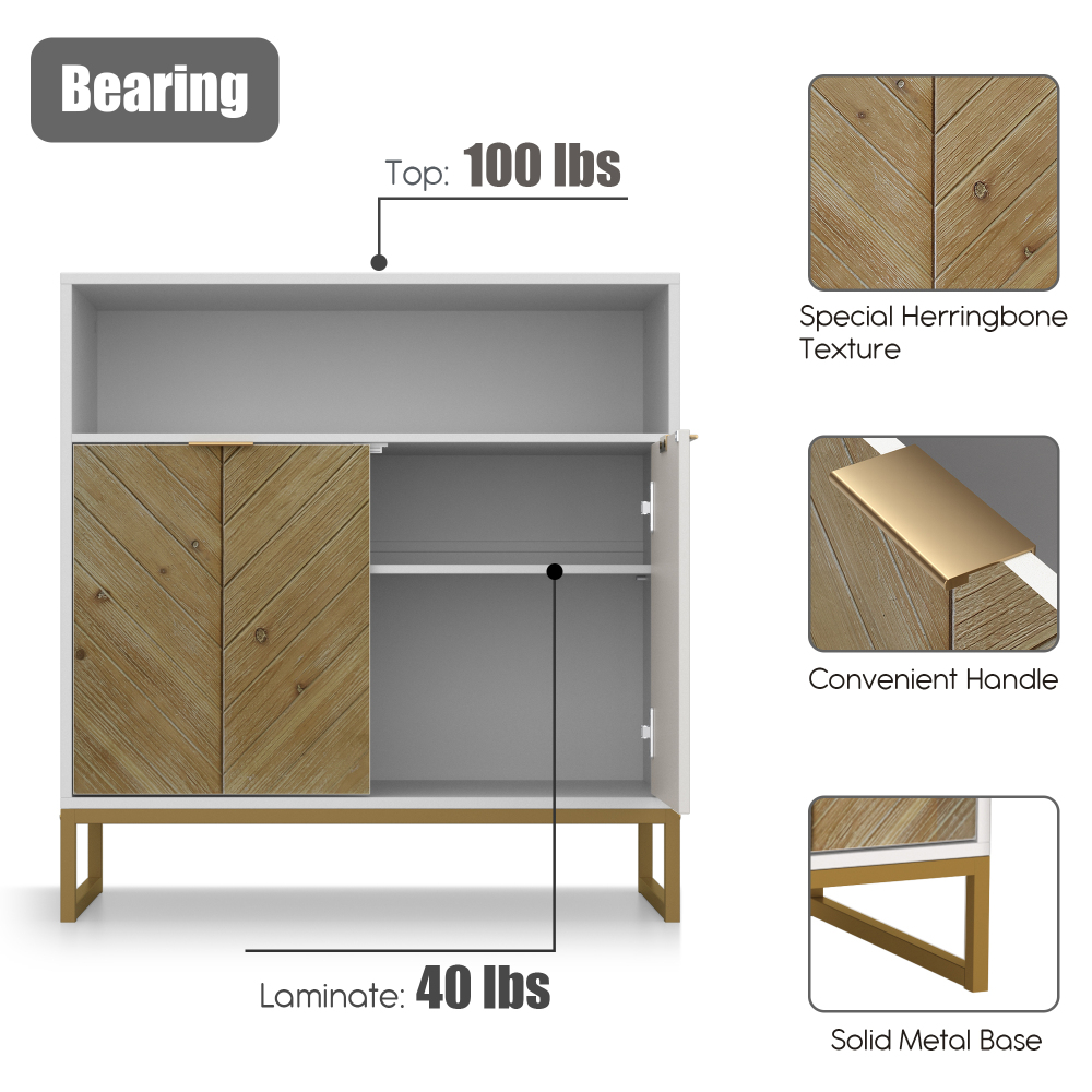 Anmytek Sideboards and Buffets with Storage, Accent Storage Cabinet with Doors and Adjustable Shelf Kitchen Cabinet TV Console Cabinet  H0067