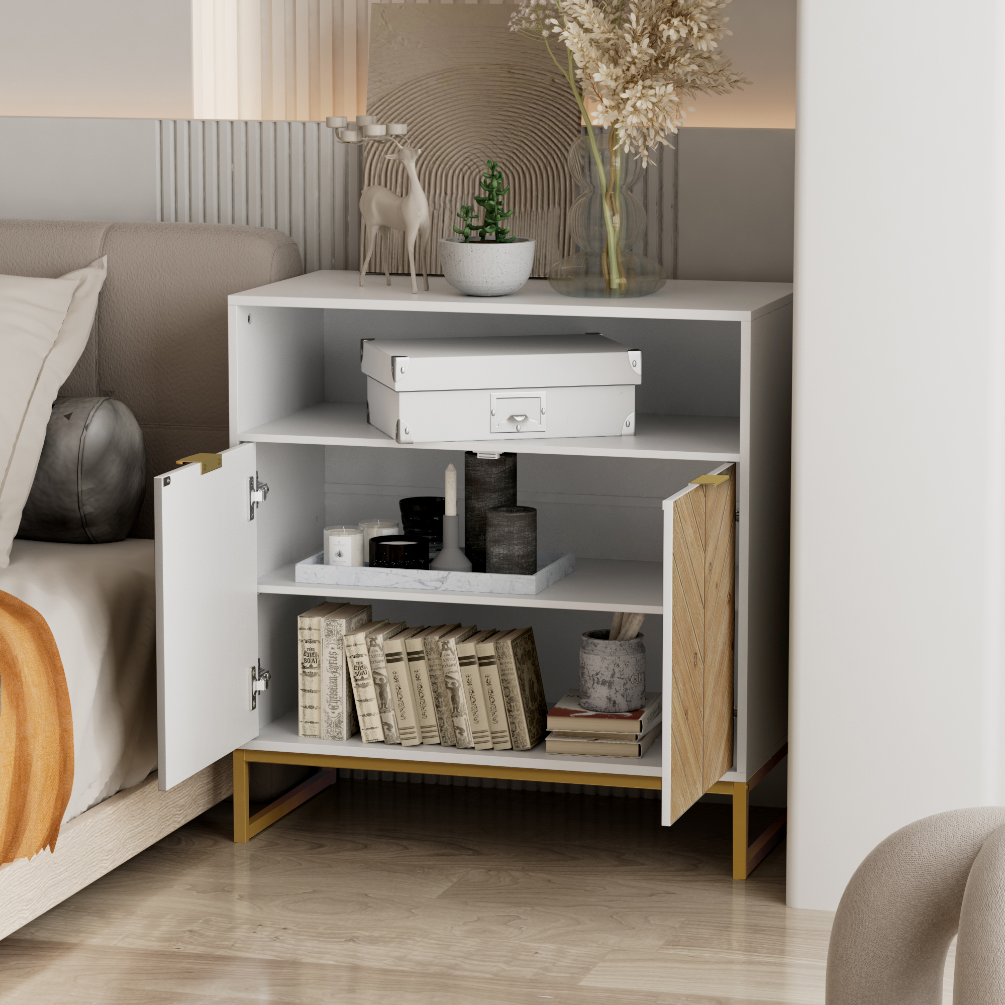 Anmytek Sideboards and Buffets with Storage, Accent Storage Cabinet with Doors and Adjustable Shelf Kitchen Cabinet TV Console Cabinet  H0067