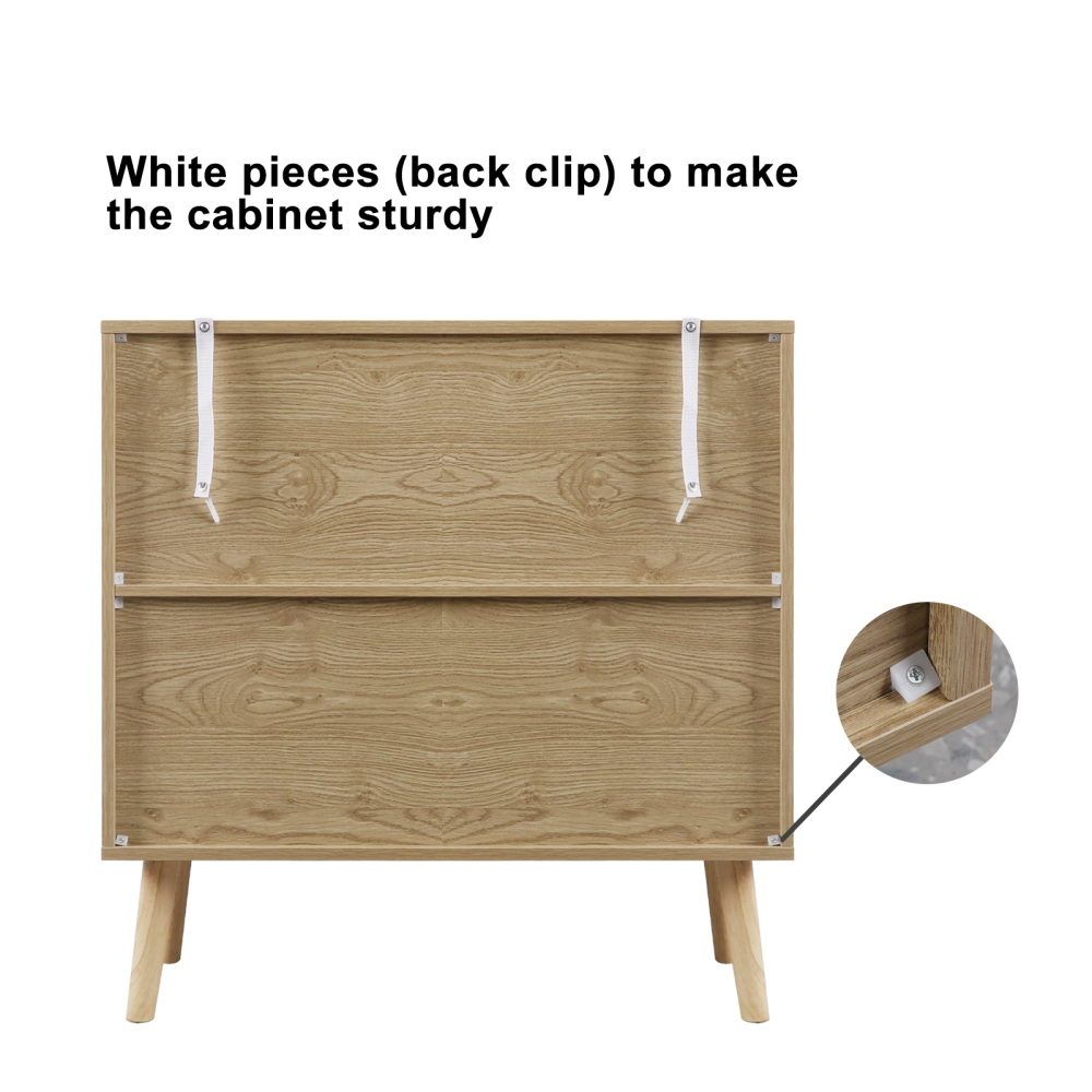 Anmytek Rattan Cabinet, 2 Door Sideboard Buffet Storage Cabinet with Adjustable Shelf Large Space for Living Room Dining Room Hallway Entryway H0082
