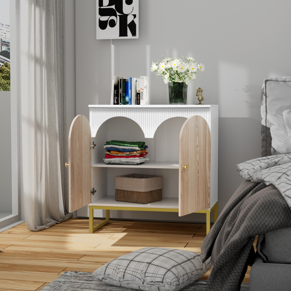 Anmytek Accent Cabinet, Sideboard Buffet Cabinet with Adjustable Shelf  Semi-Arch Door Design, Storage Cabinet for Living Room Dining Room H0071