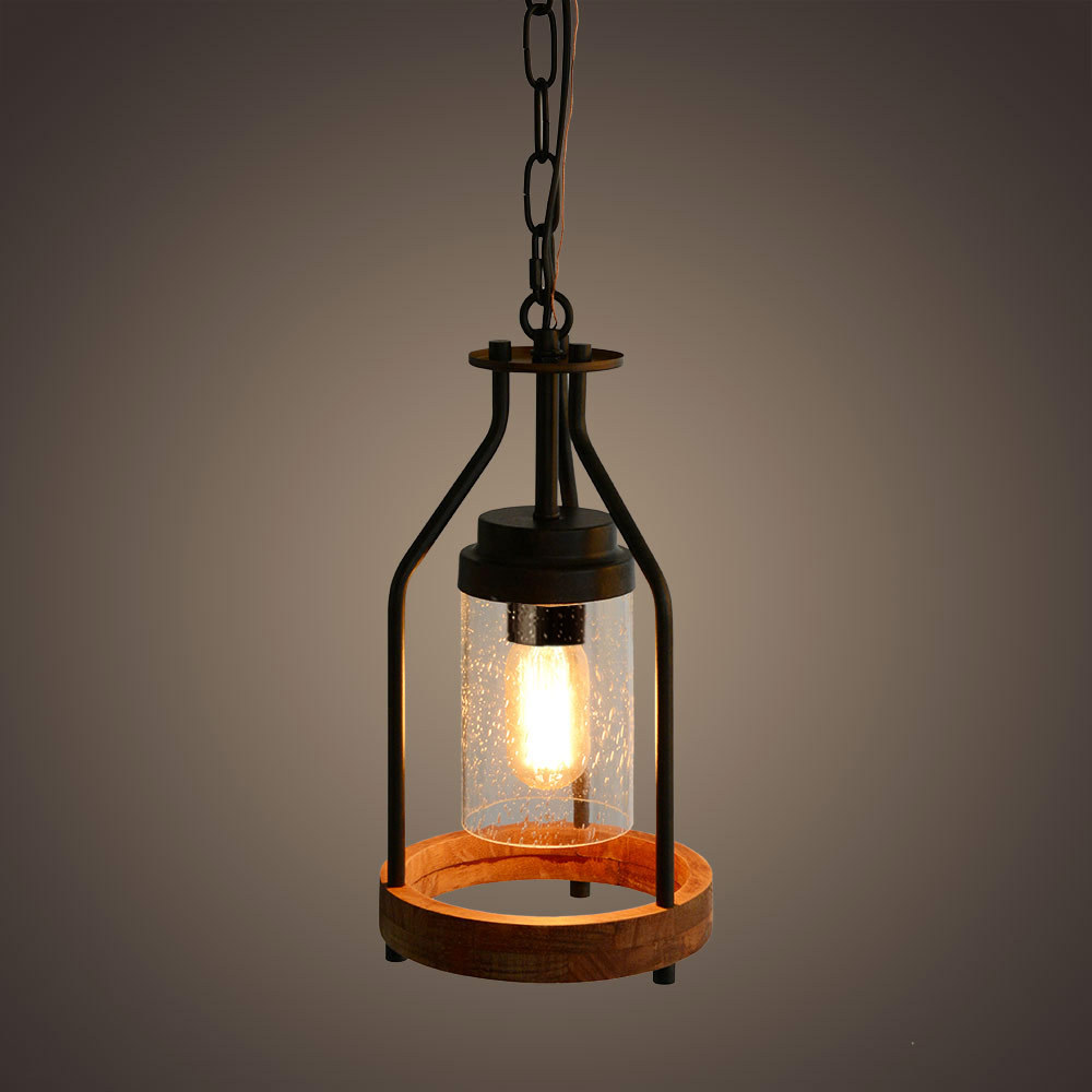 Simple Retro Pendant Light, Farmhouse Kitchen Hanging Ceiling Light with Glass Shade for Bedroom Living Room Bathroom (P0039)