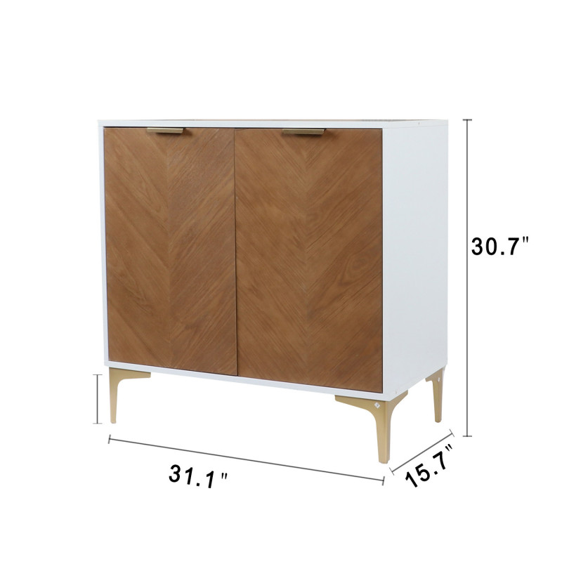 Anmytek Modern 2 Door Accent Storage Cabinet, Natural Wood Sideboard Furniture with Adjustable Shelf for Living Room Bedroom, H0036