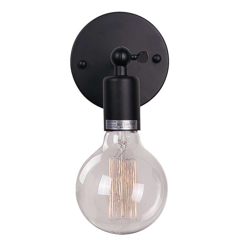 Anmytek Wall Light Fixture,Industrial Retro Rustic Loft Antique Wall Lamp Edison Vintage Pipe Wall Sconce Decorative Fixtures Lighting Luminaire (Bulbs not Included) (Simple Black 2pack) W0025