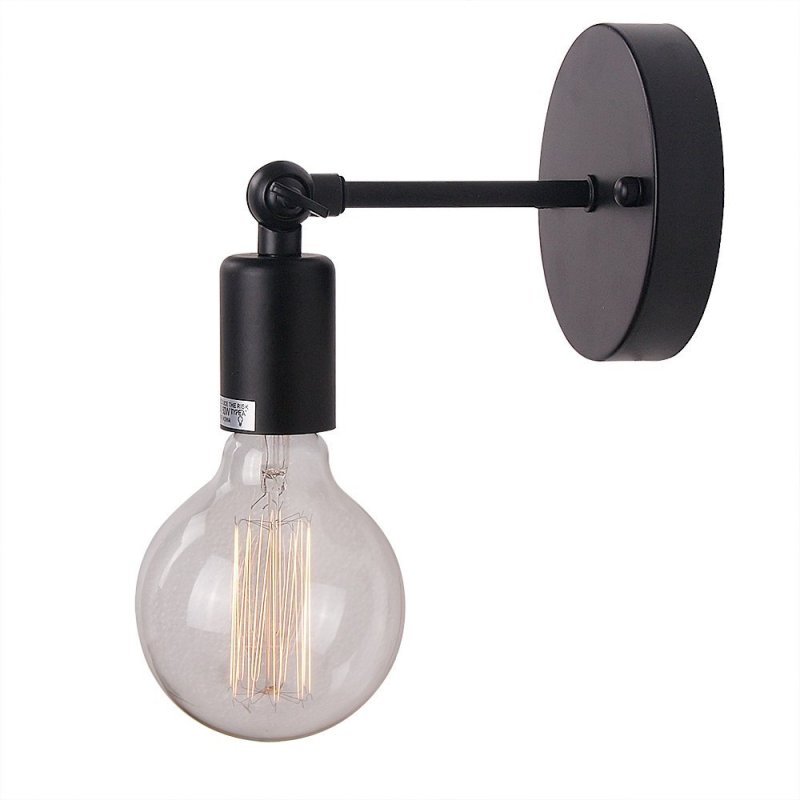 Anmytek Wall Light Fixture,Industrial Retro Rustic Loft Antique Wall Lamp Edison Vintage Pipe Wall Sconce Decorative Fixtures Lighting Luminaire (Bulbs not Included) (Simple Black 2pack) W0025