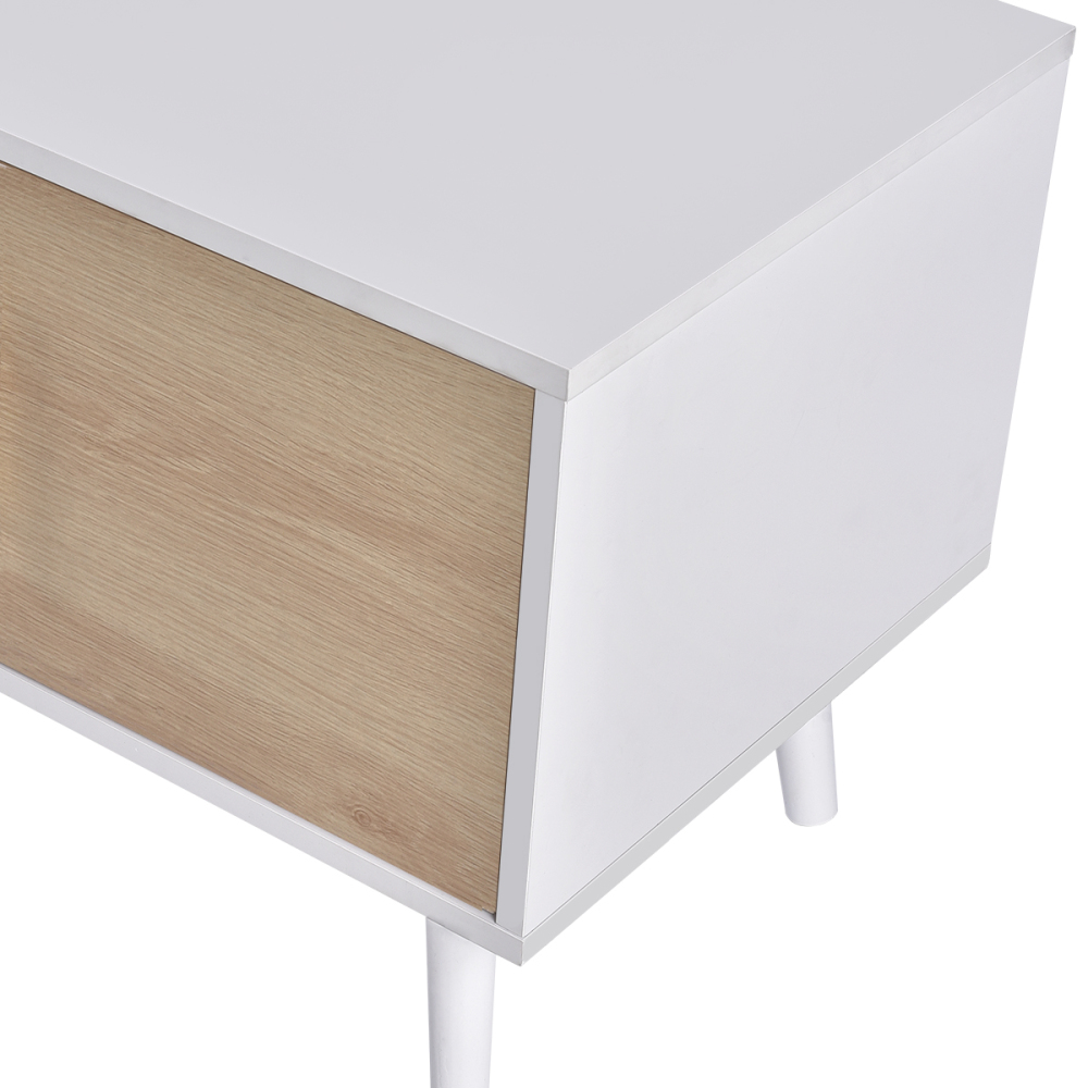 Anmytek Wood TV Stand with 2 Rattan Doors Console Table
