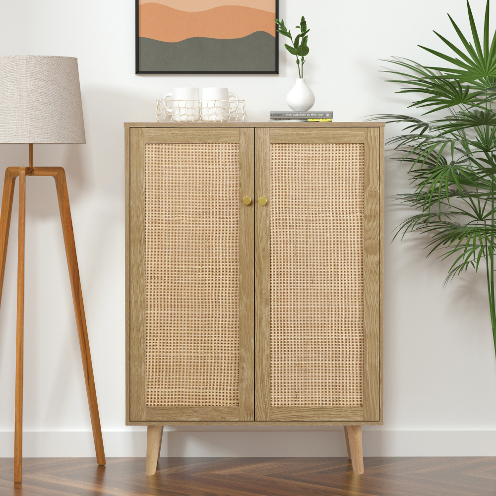 Anmytek Rattan Cabinet, 44" H Sideboard Storage Cabinet