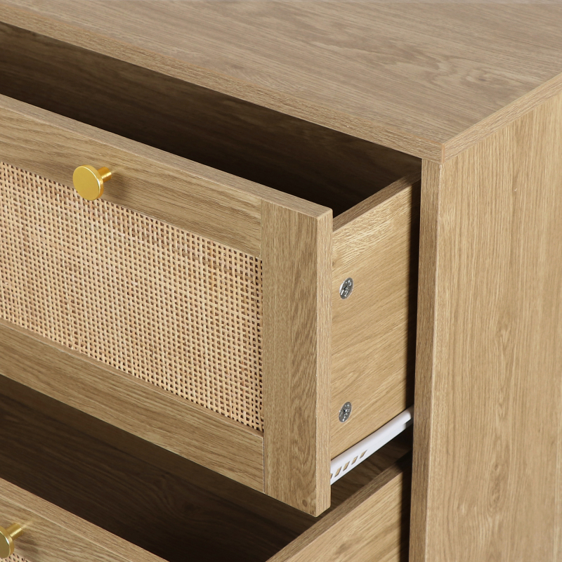 Anmytek Rattan Dresser with 3 Drawers and Spacious Storage