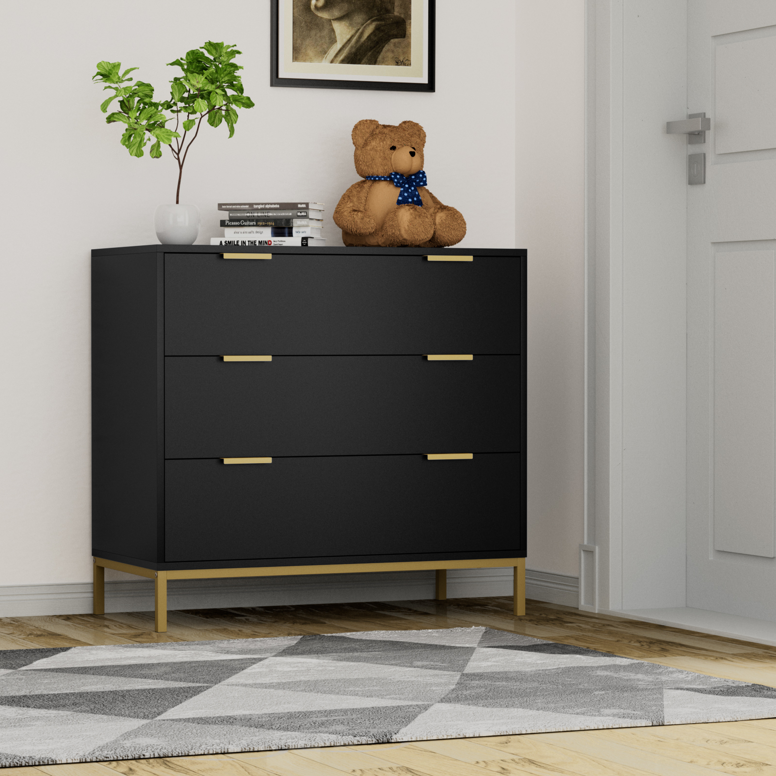 Anmytek White Dresser for Bedroom, 3 Drawer Dresser with Spacious Storage