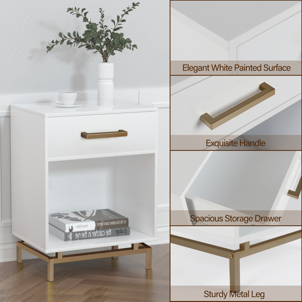 Anmytek Wood Nightstand, 25" H Mid Bedside Table with Drawer