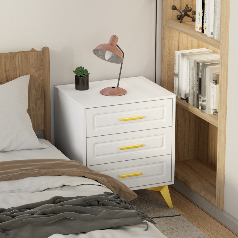 Nightstand 3 Drawers End Side Table Modern Bedside Table