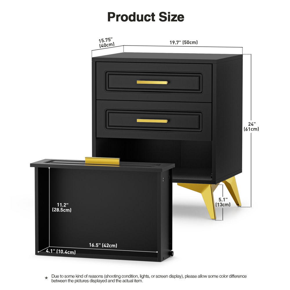 3 Drawers Nightstand, Modern Bedside Table Sofa End Table
