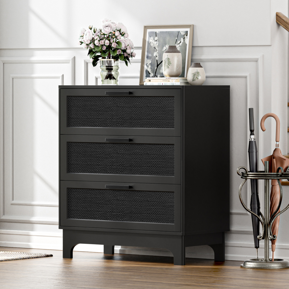 Wood Nightstand with 2 Drawers 24''H Bedside Table