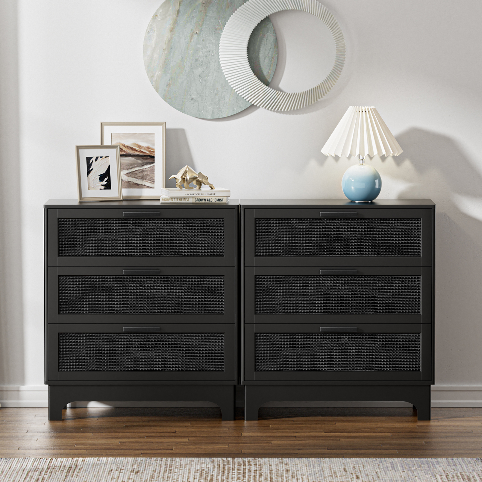 35" H Rattan Dresser 3 Drawer Dresser