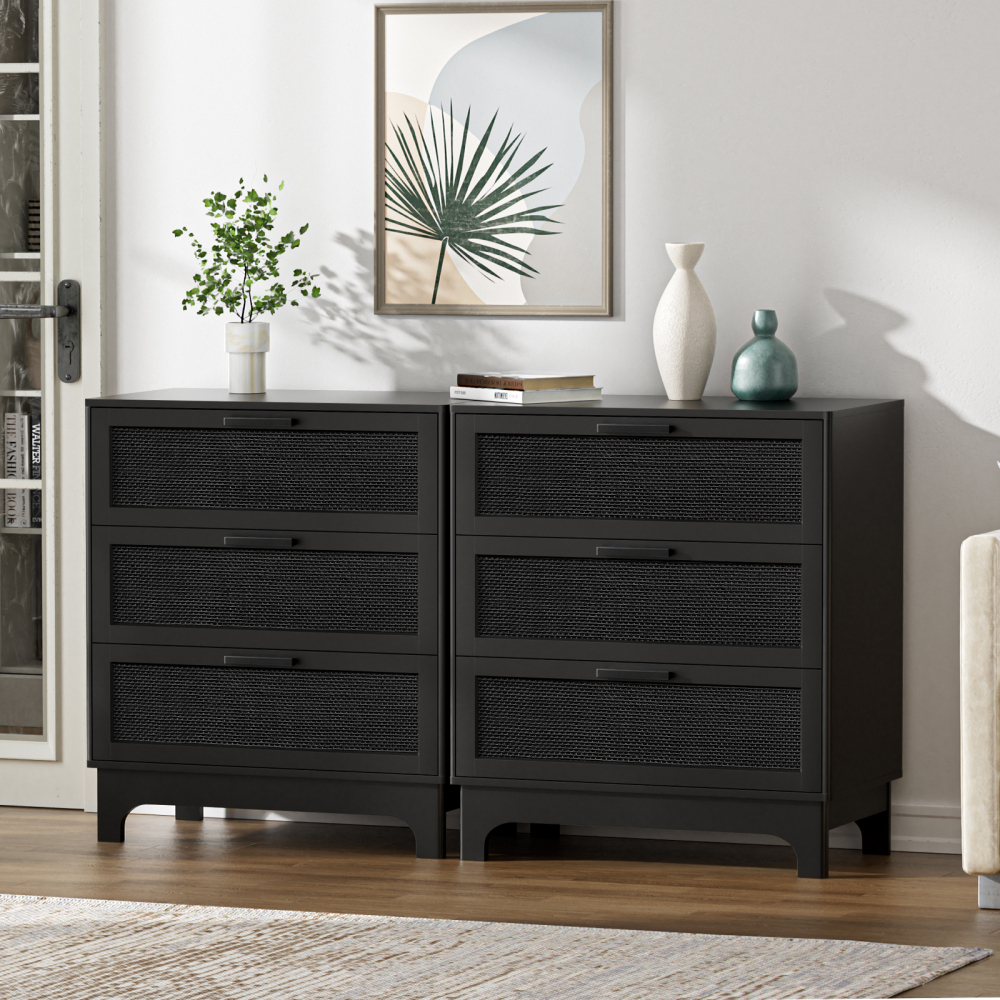 Anmytek Wood Nightstand with 2 Drawers 24''H Bedside Table