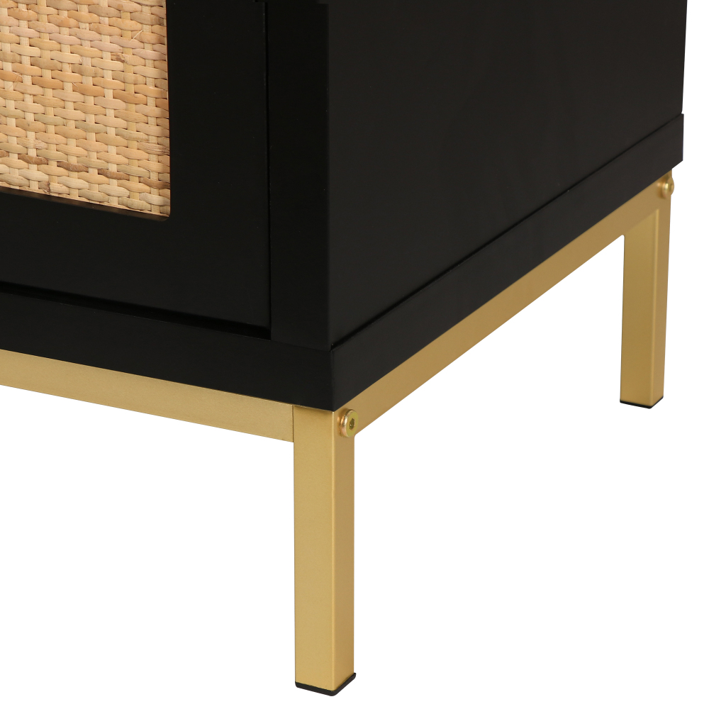 Anmytek Rattan Storage Cabinet 2 Drawer Nightstand