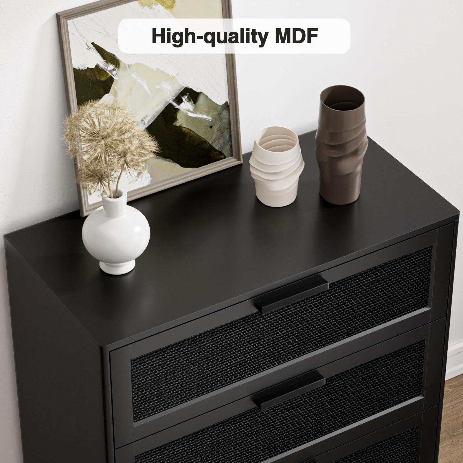 35" H Rattan Dresser 3 Drawer Dresser