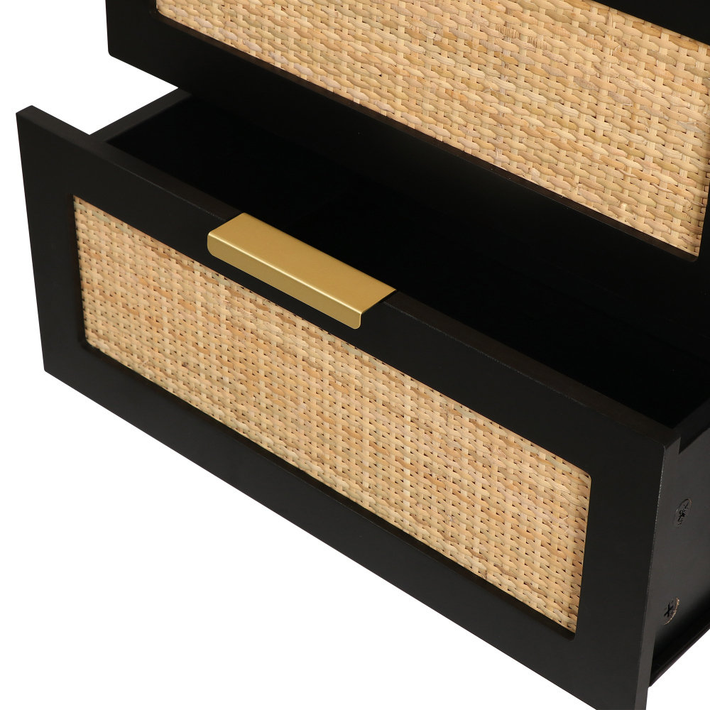 Anmytek Rattan Storage Cabinet 2 Drawer Nightstand