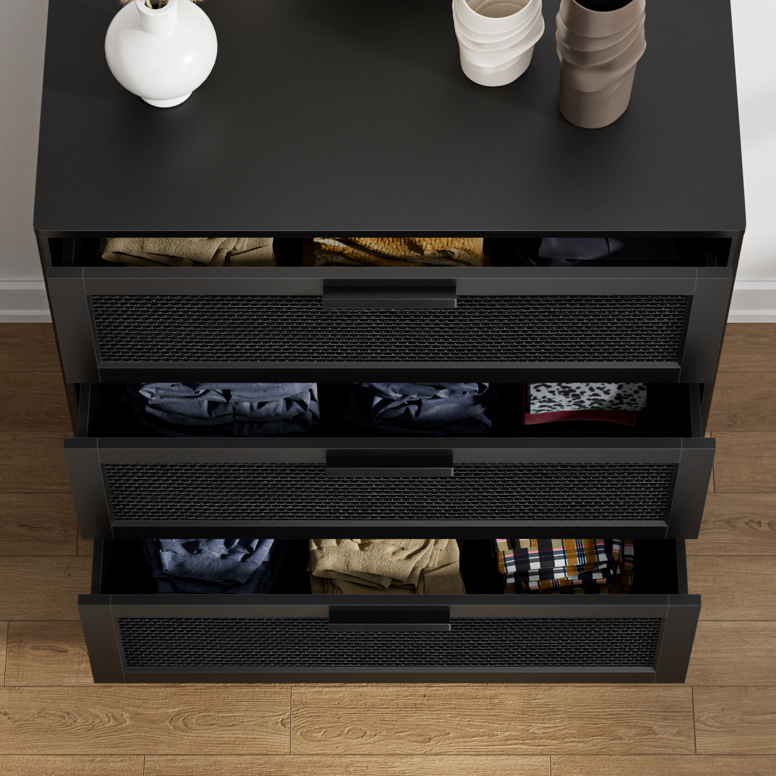 35" H Rattan Dresser 3 Drawer Dresser