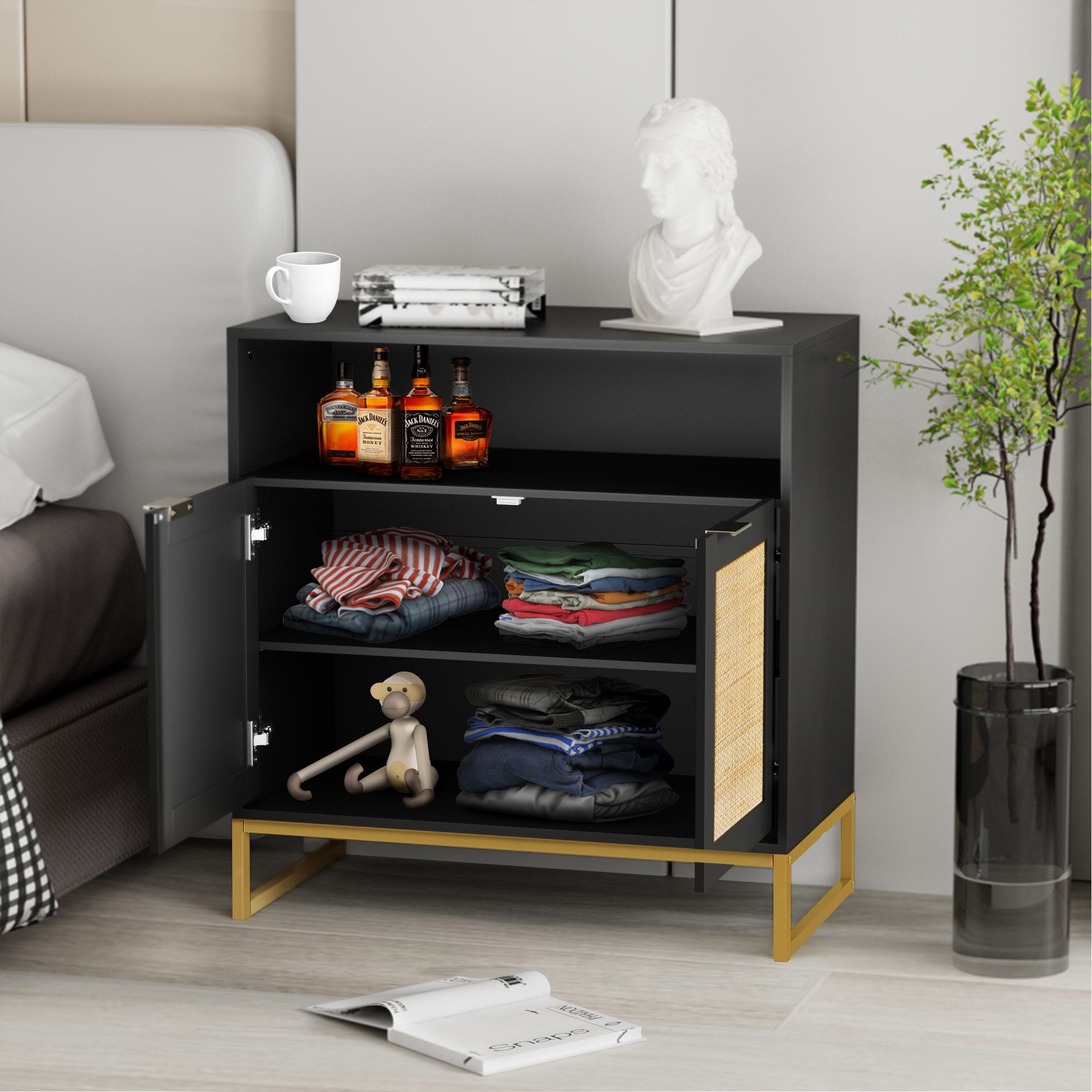 Anmytek Sideboards and Buffets with Storage,Storage Cabinet with Doors and Adjustable Shelf