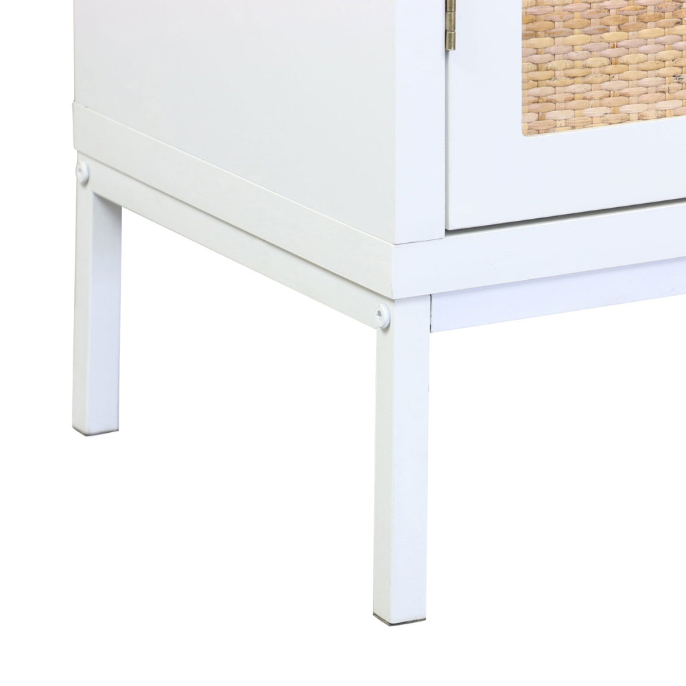 Anmytek Storage Cabinet with 2 Rattan Doors Wood Sideboard Furniture