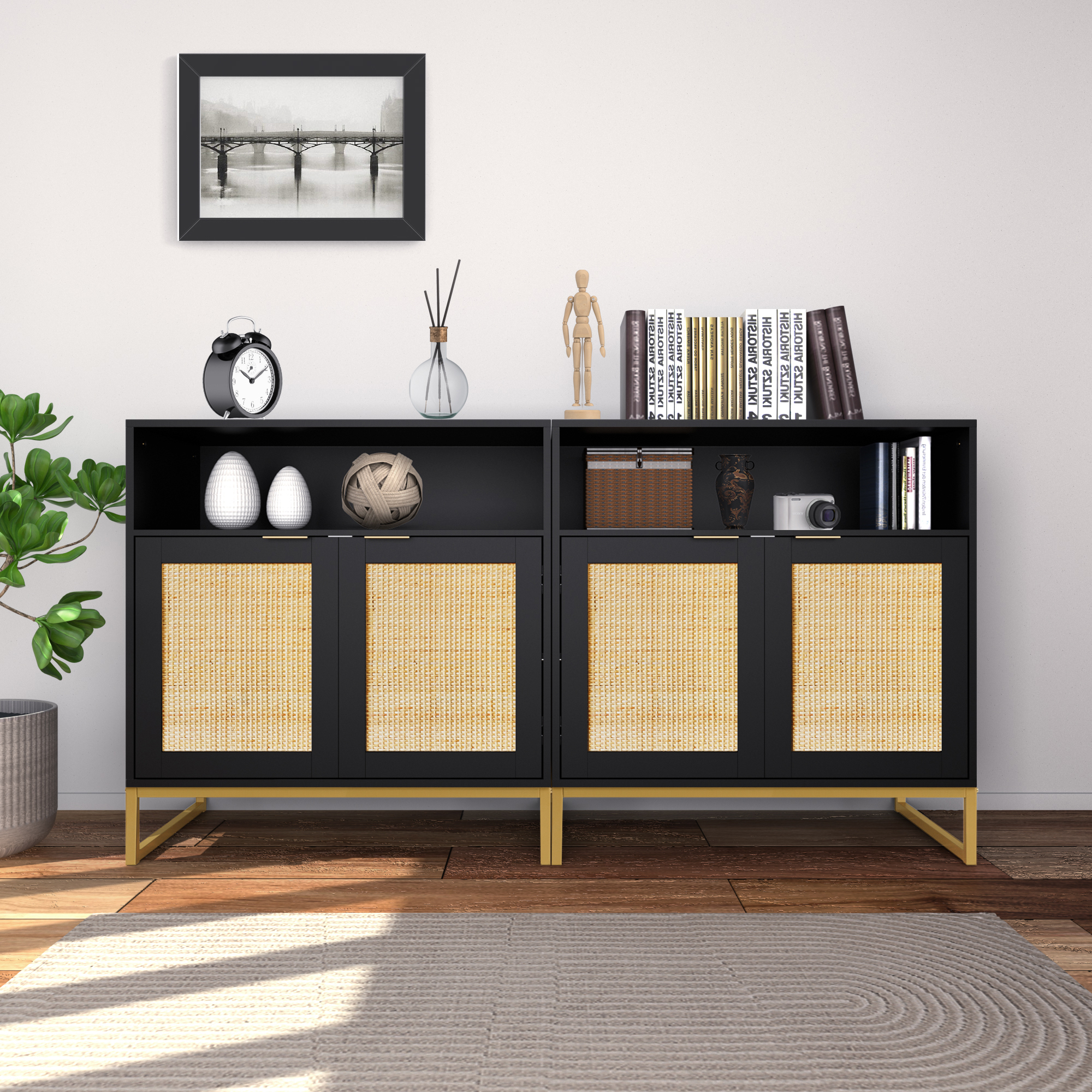 Anmytek Sideboards and Buffets with Storage,Storage Cabinet with Doors and Adjustable Shelf