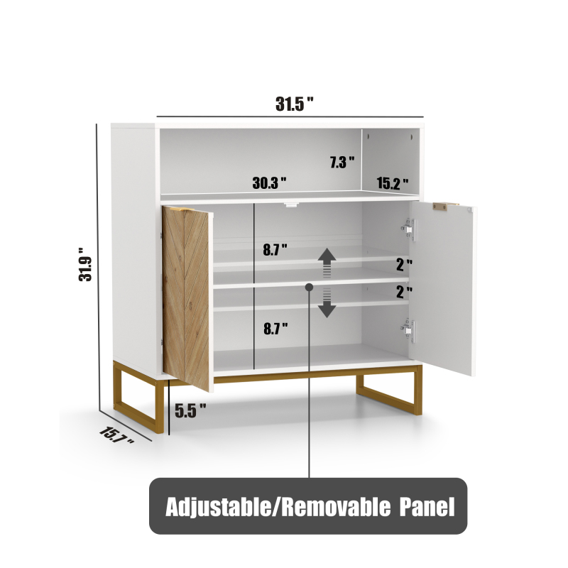 Anmytek Rattan Storage Cabinet with Doors Sideboard