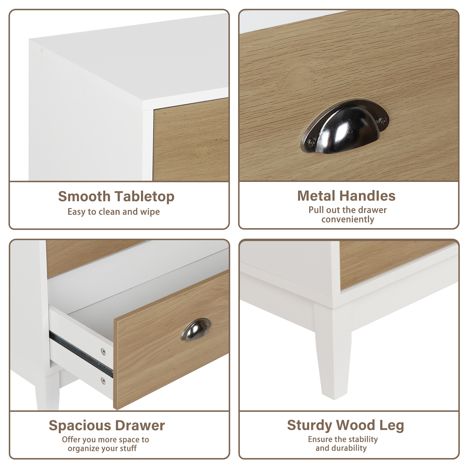Wooden Dresser, Modern Chest with 3 Drawers