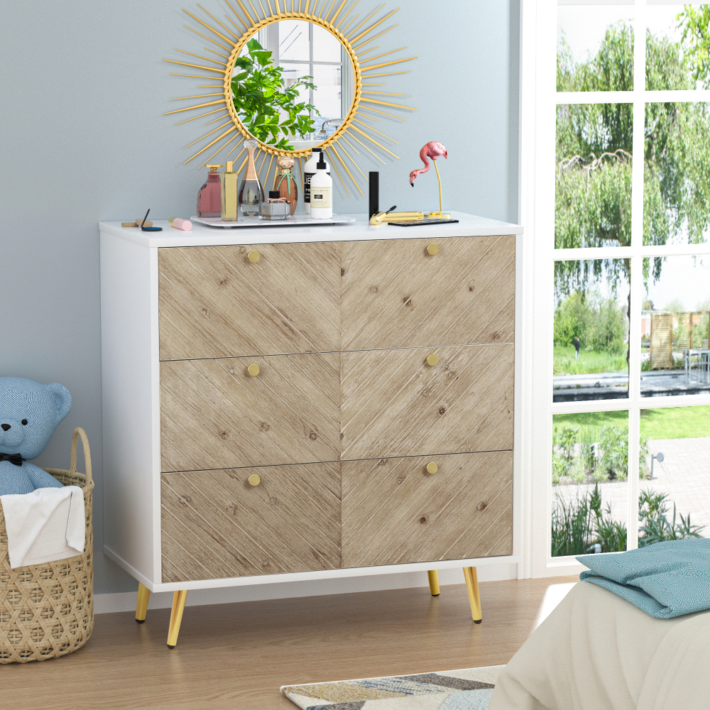 Dresser with 3 Drawers Modern Wood Chest with Spacious Storage