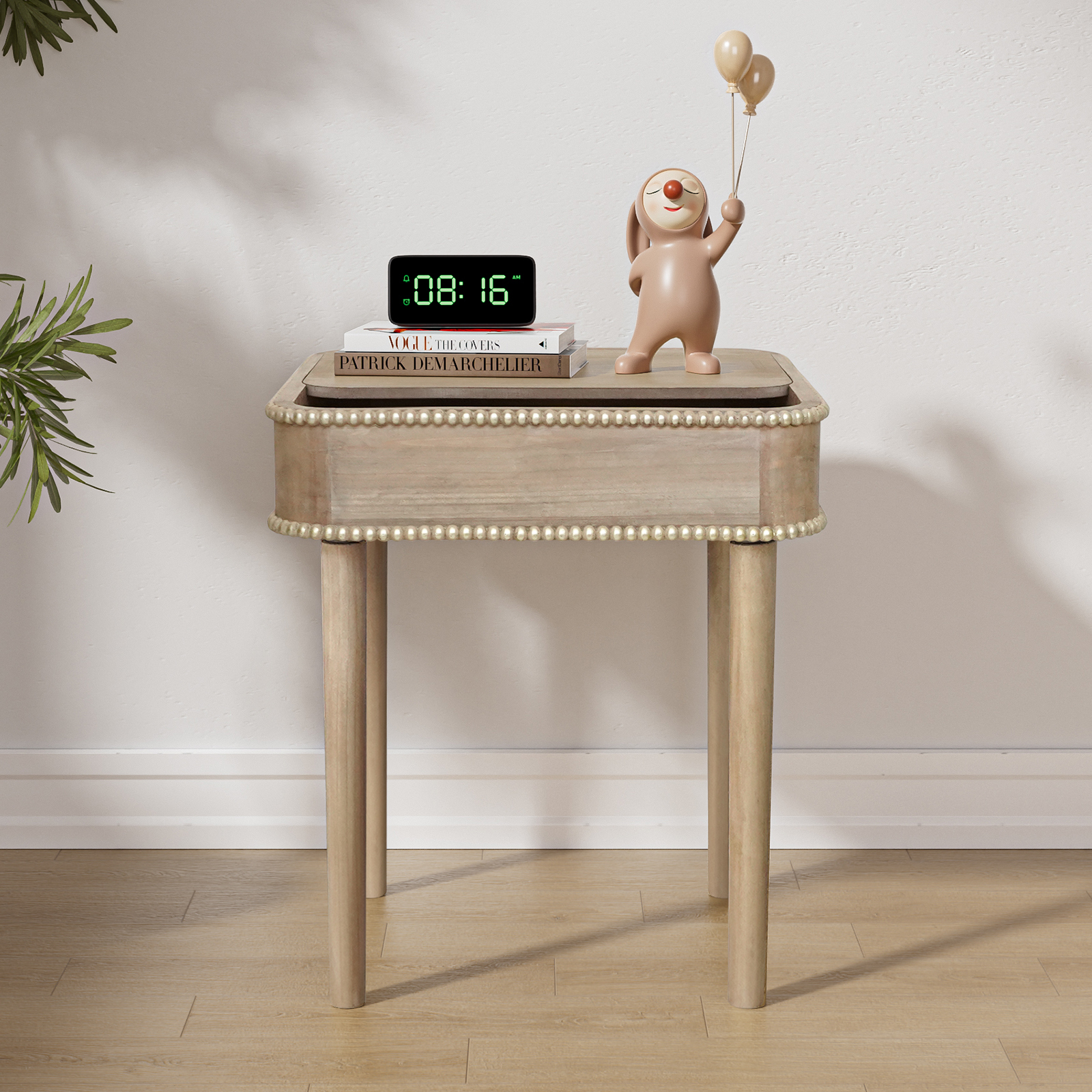 End Table Accent Bedside Table with Wire Management Nightstand