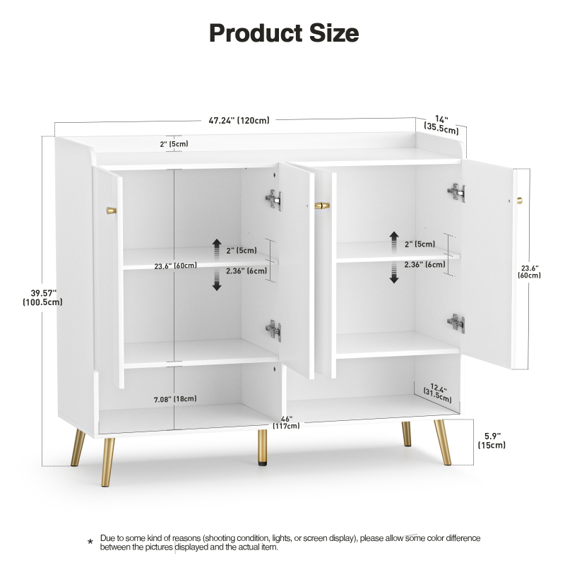 4 Door Shoe Storage Cabinet with Large Space 3-Tier Free-Standing