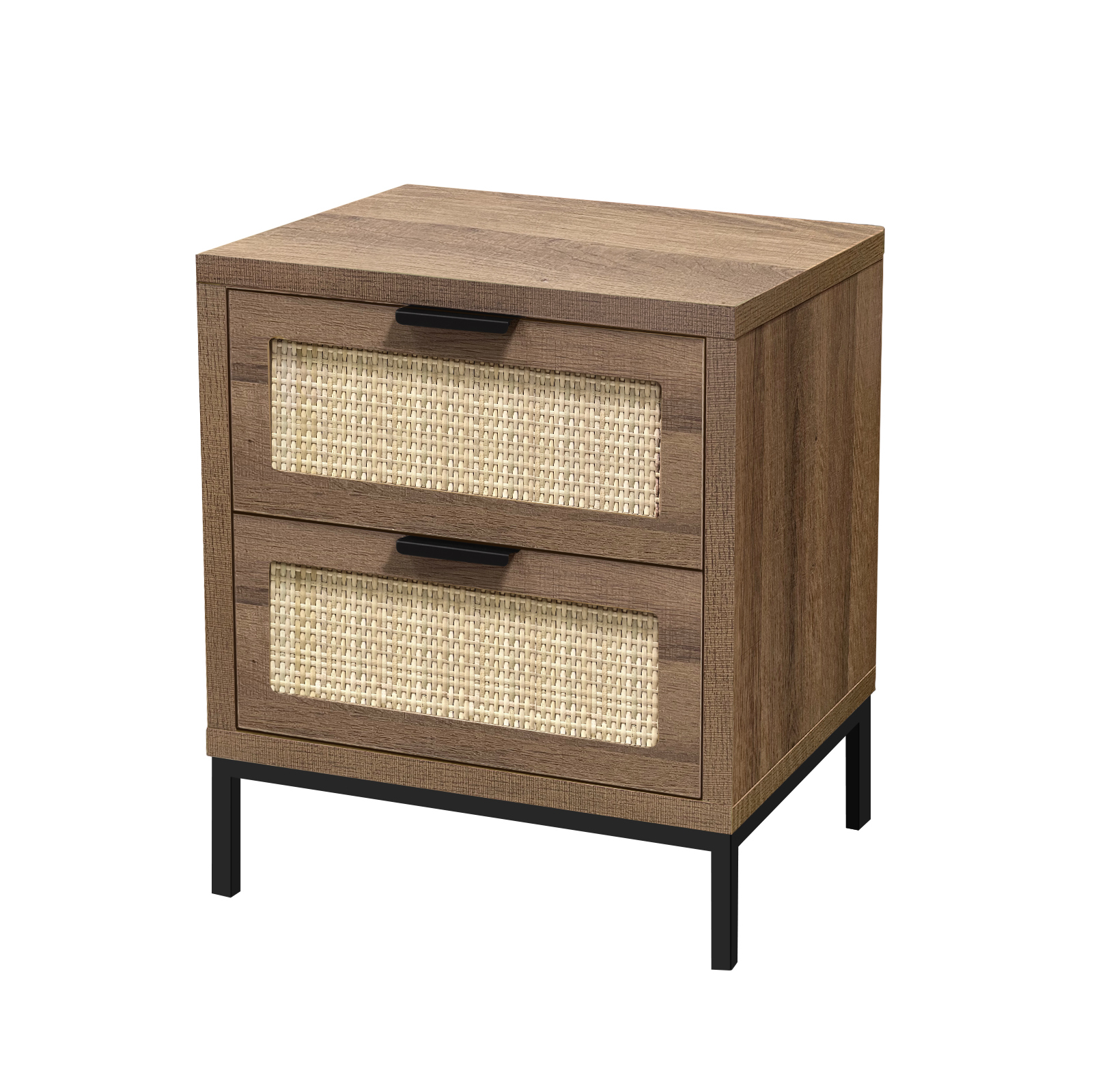 Mid Century Nightstand with 2 Drawers Side Table Bedside End Table