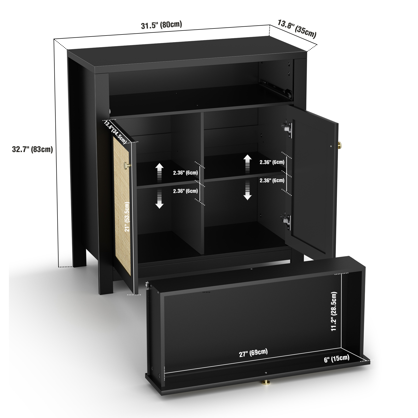 Anmytek Rattan Sideboard H0093