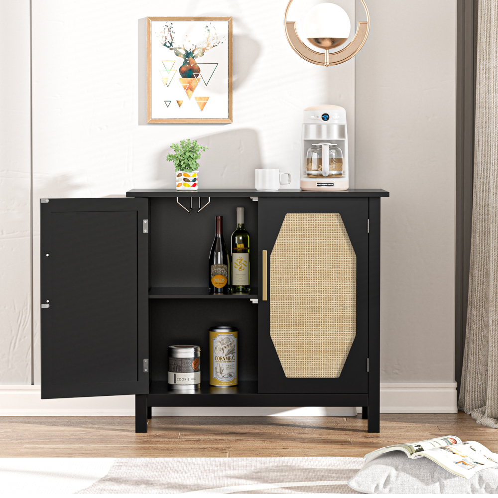 Sideboard Buffet Cabinet, Farmhouse Storage Cabinet,  Entryway Console Table, Wine Cabinet with Stemware Slot