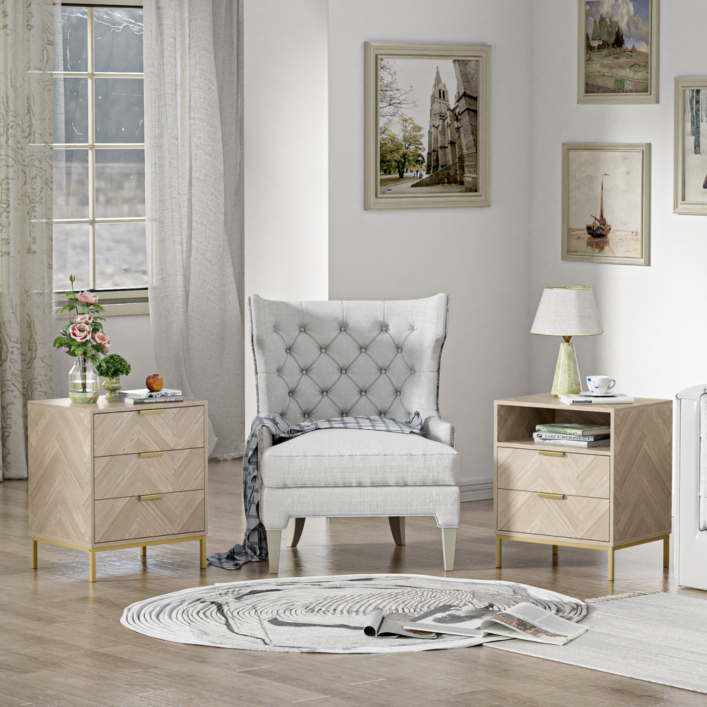 3 Drawer Nightstand for Bedroom, Modern Wood Nightstand Square Bedside Table End Table with Storage for Bedroom, Nursery, Living Room