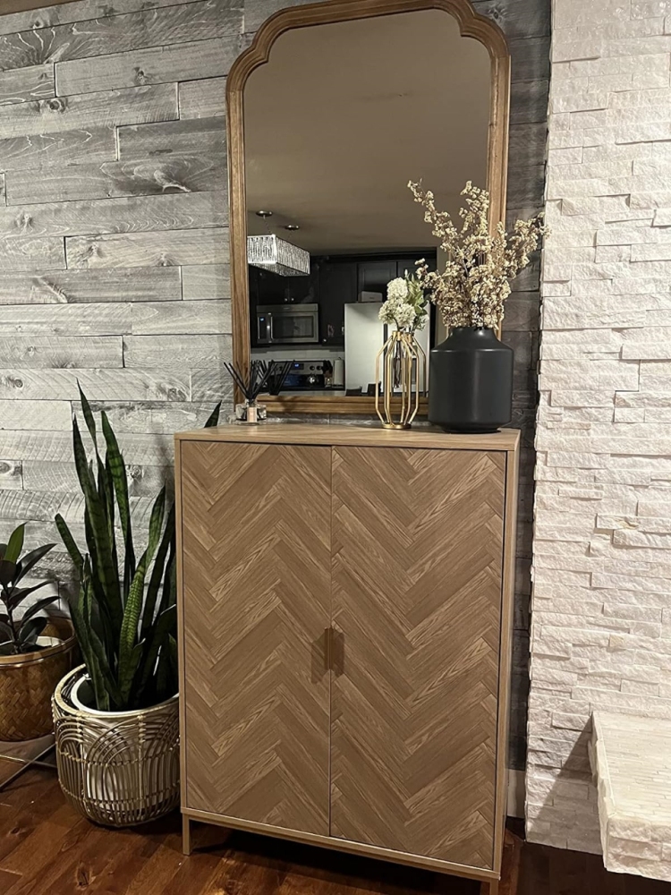 2 Door Storage Cabinet, 43" H Sideboard Furniture with Adjustable Shelves